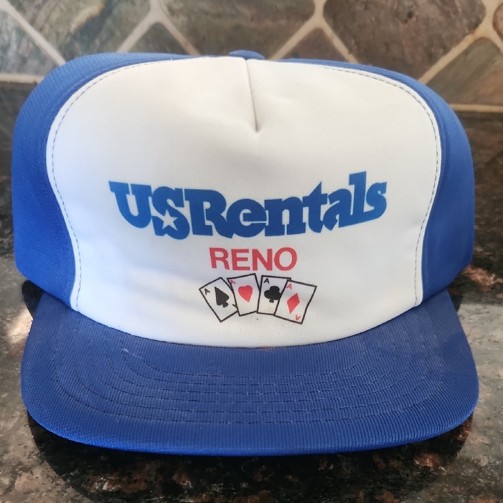 Vintage US Rentals Reno Aces Cards Gambling Trucker Hat Snapback